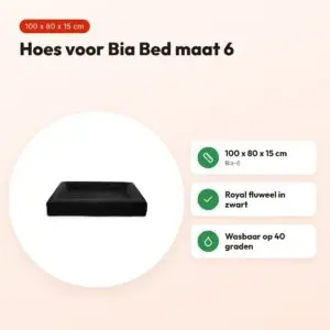 Bia Bed fluwelen hoes hondenmand zwart 100 x 80 x 15 cm – maat 6 – voordelen