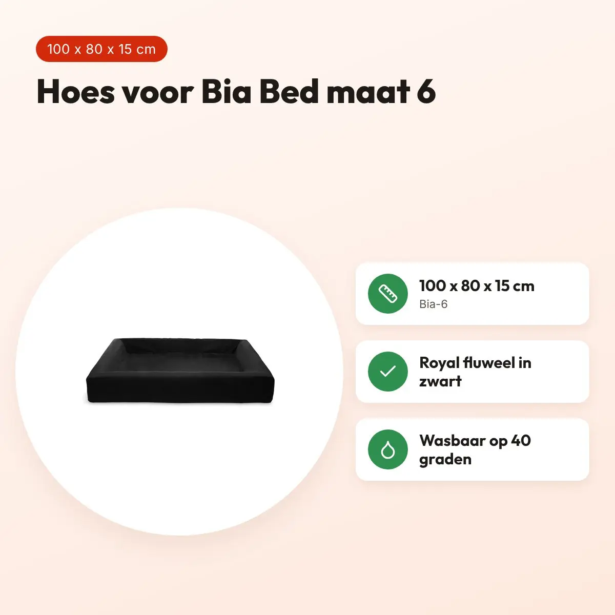 Bia Bed fluwelen hoes hondenmand zwart 100 x 80 x 15 cm – maat 6 – voordelen