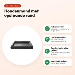 Bia Bed hondenmand zwart 120 x 100 x 15 cm – opstaande rand, maat 7 – voordelen