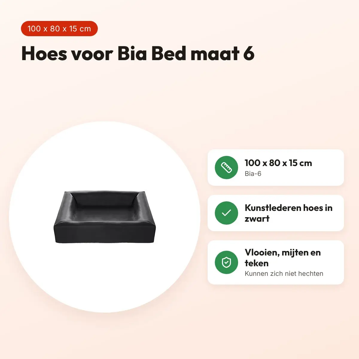 Bia Bed kunstleren hoes hondenmand zwart 100 x 80 x 15 cm – maat 6 – voordelen
