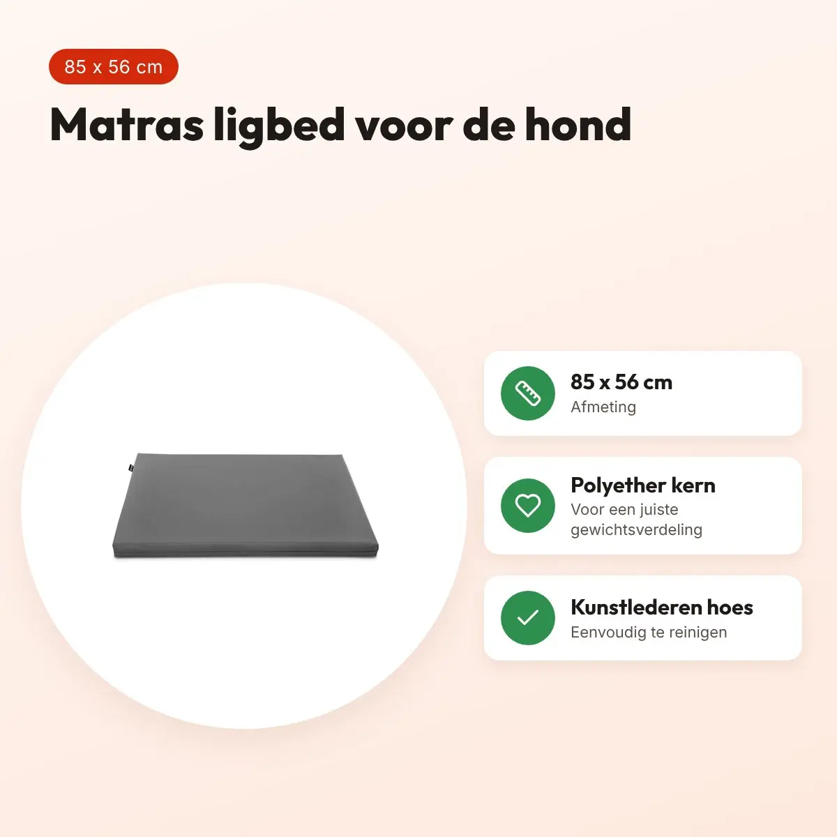 Bia Bed matras ligbed grijs 85 x 56 cm – polyether kern – voordelen