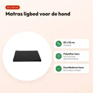 Bia Bed matras ligbed zwart 85 x 56 cm – polyether kern – voordelen