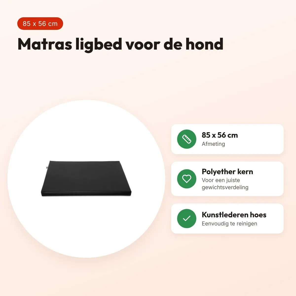 Bia Bed matras ligbed zwart 85 x 56 cm – polyether kern – voordelen
