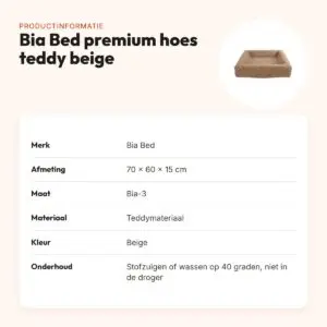 Bia Bed premium hoes teddy beige 70 x 60 x 15 cm – maat 3 – productinformatie