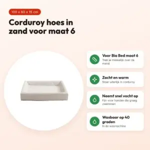 Bia Bed rib hoes hondenmand zand 100 x 80 x 15 cm – corduroy, maat 6 – voordelen