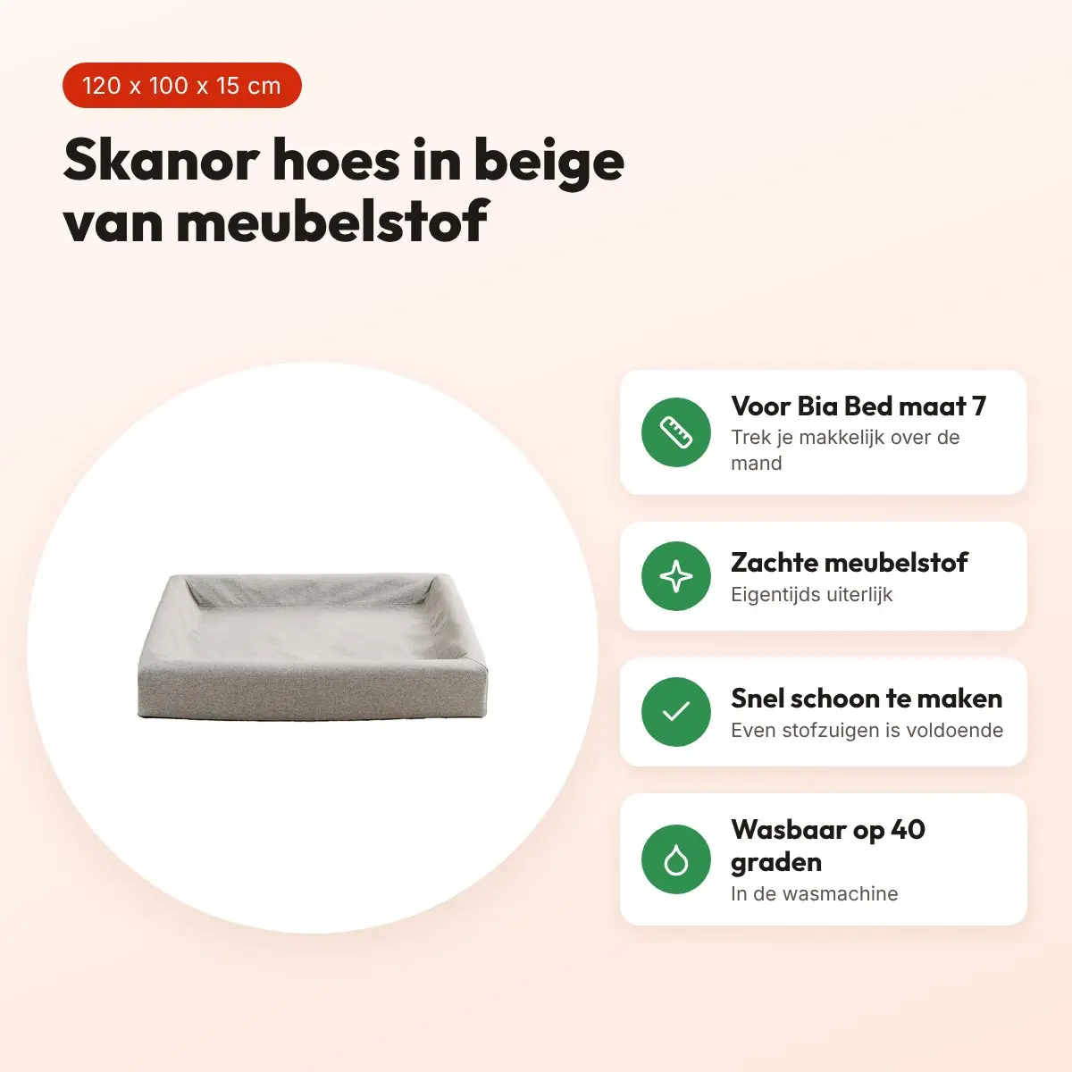 Bia Bed Skanor hoes hondenmand beige 120 x 100 x 15 cm – maat 7 – voordelen