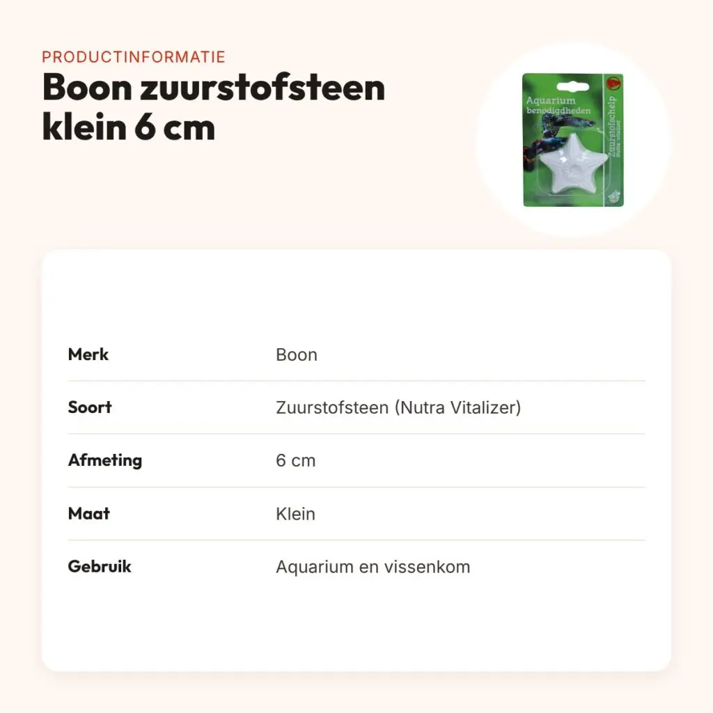 Boon zuurstofsteen aquarium klein 6 cm – Nutra Vitalizer – productinformatie