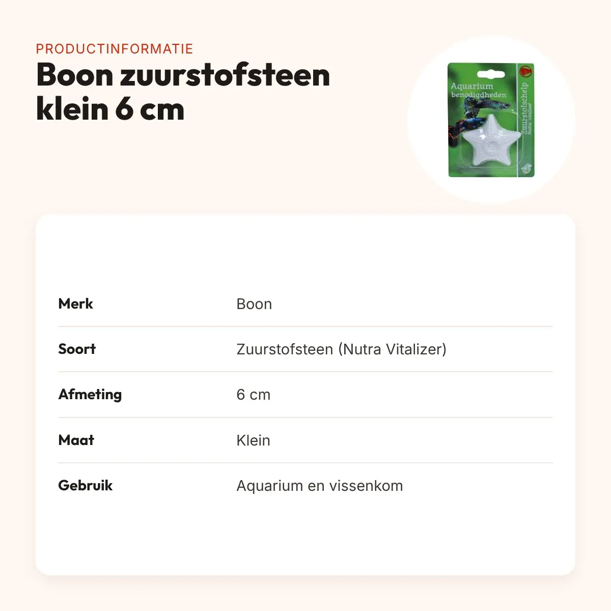 Boon zuurstofsteen aquarium klein 6 cm – Nutra Vitalizer – productinformatie