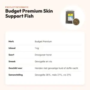 Budget Premium hondenvoer Skin Support Fish 1 kg – zalm, gevoelige huid – productinformatie