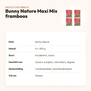 Bunny Nature Botanicals Maxi Mix frambozenblad 400 g – multipack 4 stuks – productinformatie