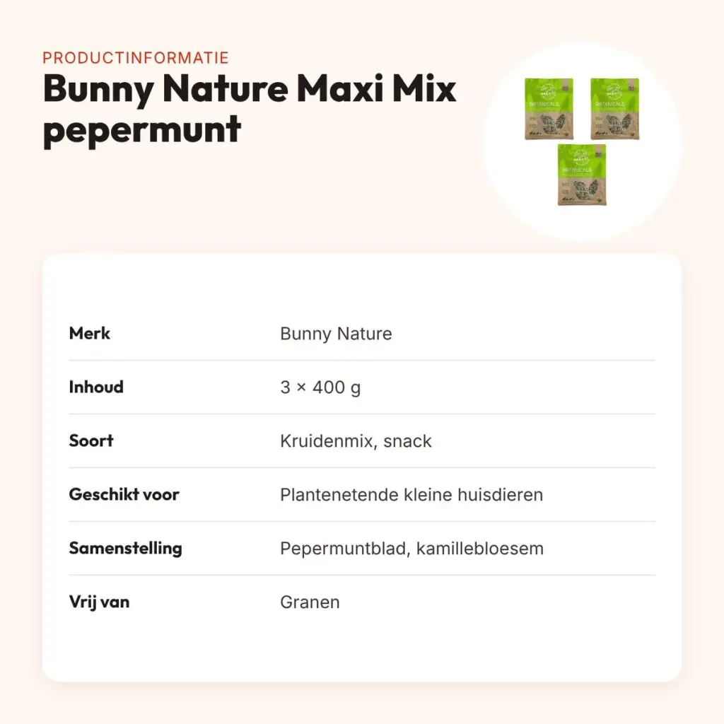 Bunny Nature Botanicals Maxi Mix pepermuntblad 400 g – multipack 3 stuks – productinformatie