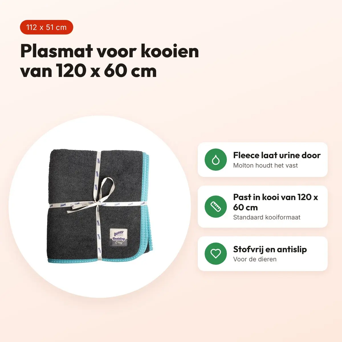 Bunny Nature Bunnybedding Easy plasmat turquoise 112 x 51 cm – voordelen