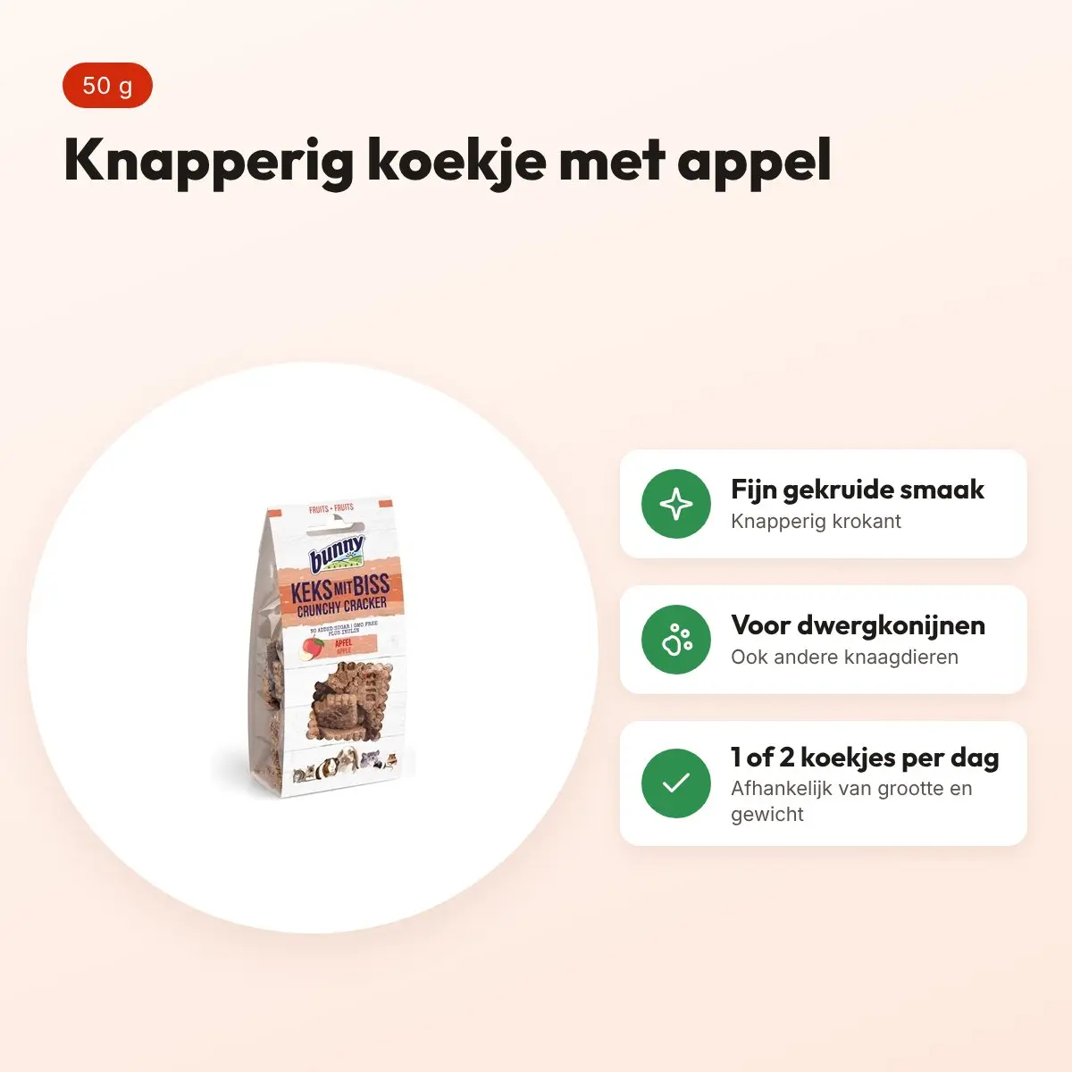 Bunny Nature Crunchy Cracker appel 50 g – knapperige snack – voordelen