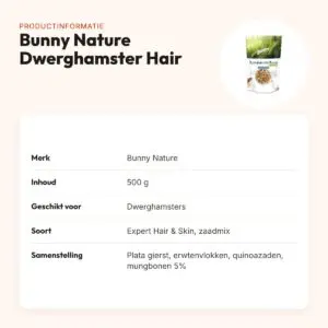Bunny Nature Dwerghamsterdroom Expert Hair & Skin 500 g – productinformatie