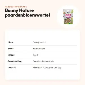 Bunny Nature Enjoynature paardenbloemwortel 100 g – knabbelvoer – productinformatie