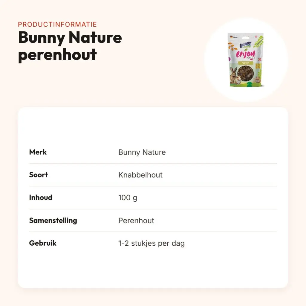 Bunny Nature Enjoynature perenhout 100 g – knabbelhout voor knaagdieren – productinformatie