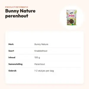 Bunny Nature Enjoynature perenhout 100 g – knabbelhout voor knaagdieren – productinformatie