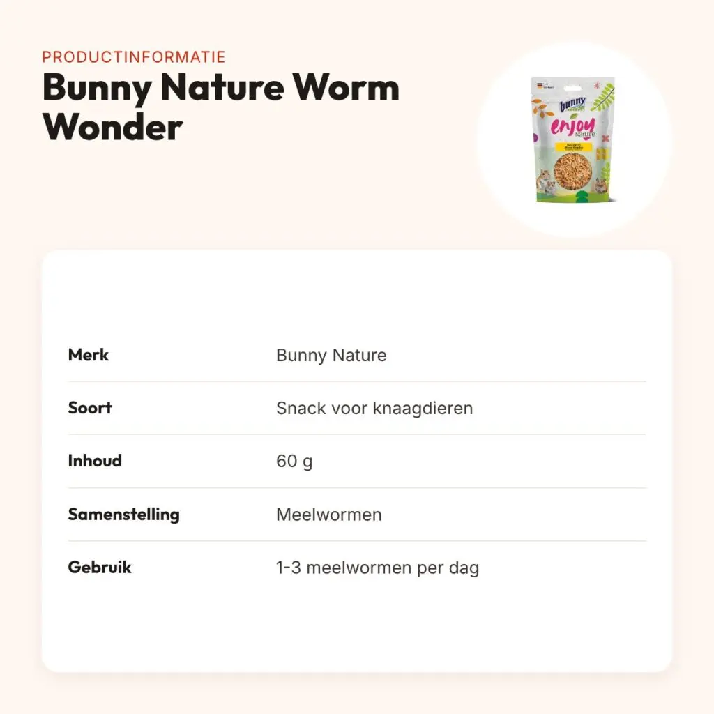 Bunny Nature Enjoynature Worm Wonder 60 g – meelwormen voor knaagdieren – productinformatie