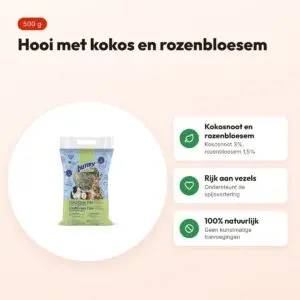 Bunny Nature Freshgrass hooi met kokos en rozenbloesem 500 g – voordelen