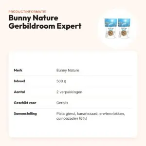 Bunny Nature Gerbildroom Expert gerbilvoer 500 g – multipack 2 stuks – productinformatie