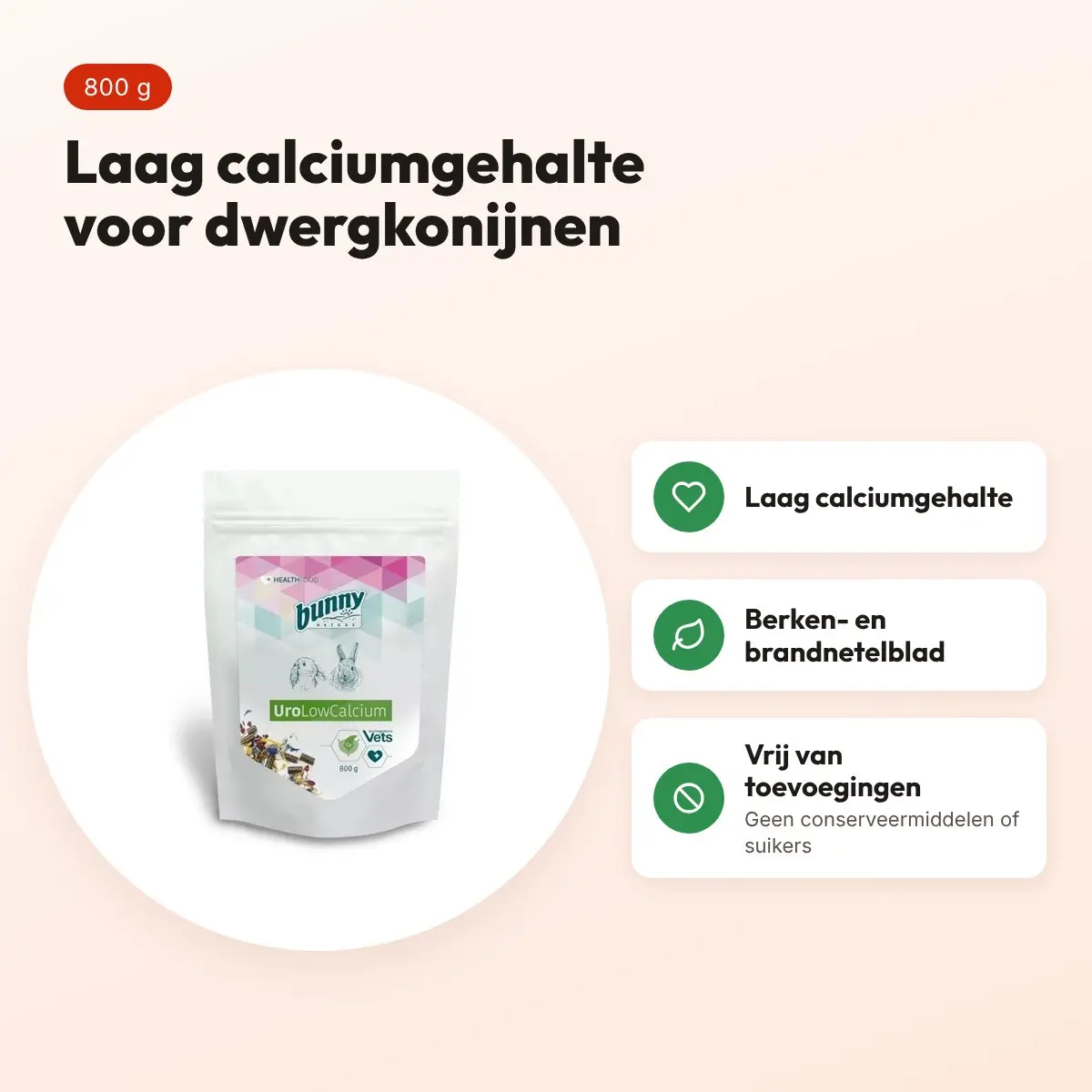 Bunny Nature Healthfood Urolow Calcium 800 g – voor dwergkonijnen – voordelen