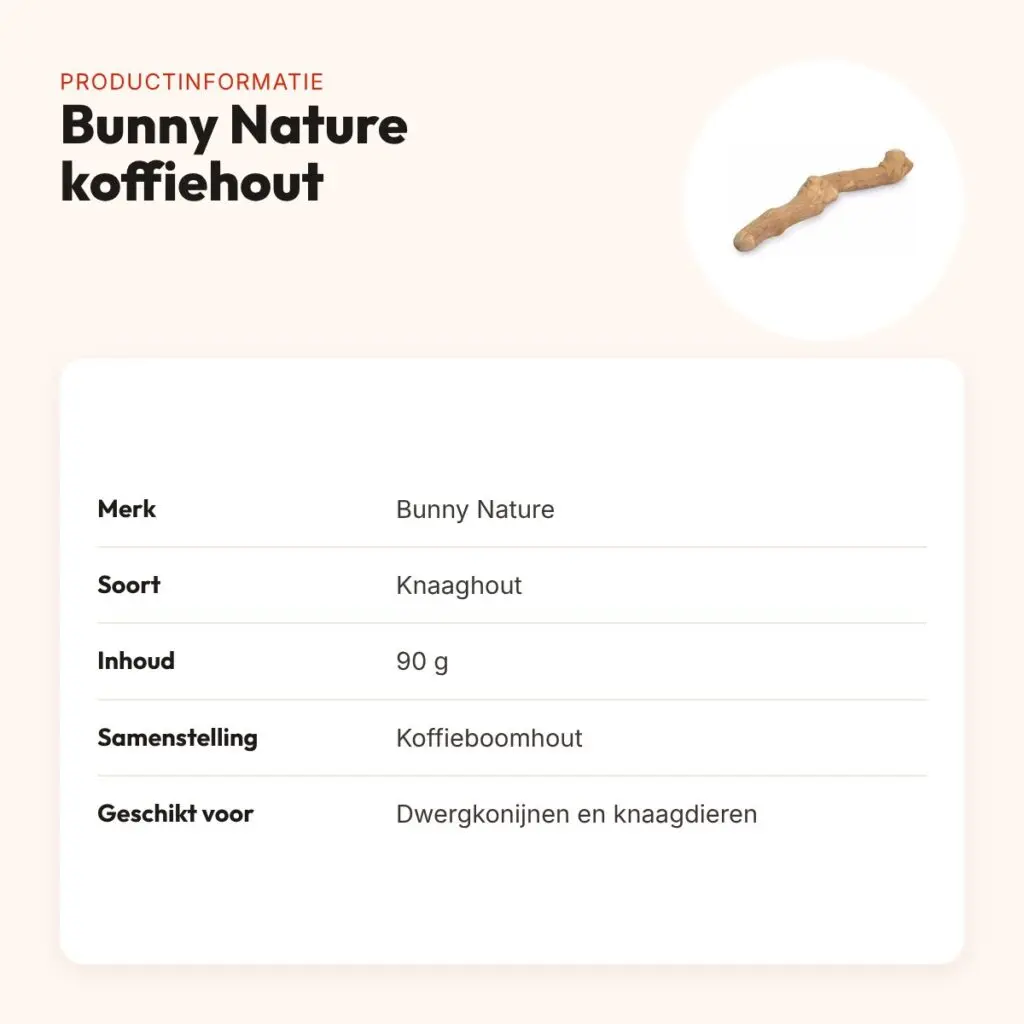 Bunny Nature koffiehout 90 g – knaaghout voor dwergkonijnen en knaagdieren – productinformatie