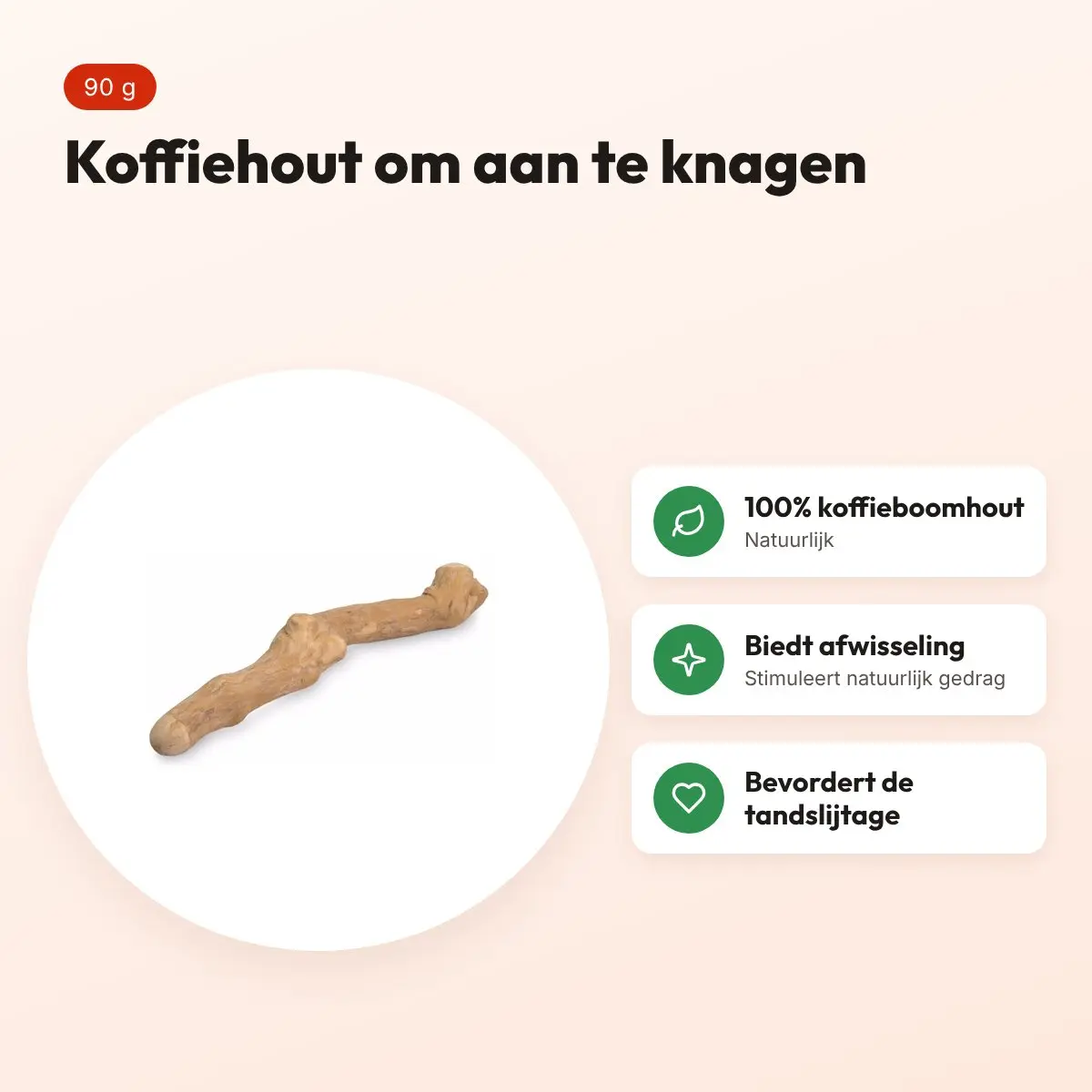 Bunny Nature koffiehout 90 g – knaaghout voor dwergkonijnen en knaagdieren – voordelen