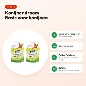 Bunny Nature Konijnendroom Basic konijnenvoer 1,5 kg – multipack 2 stuks – voordelen