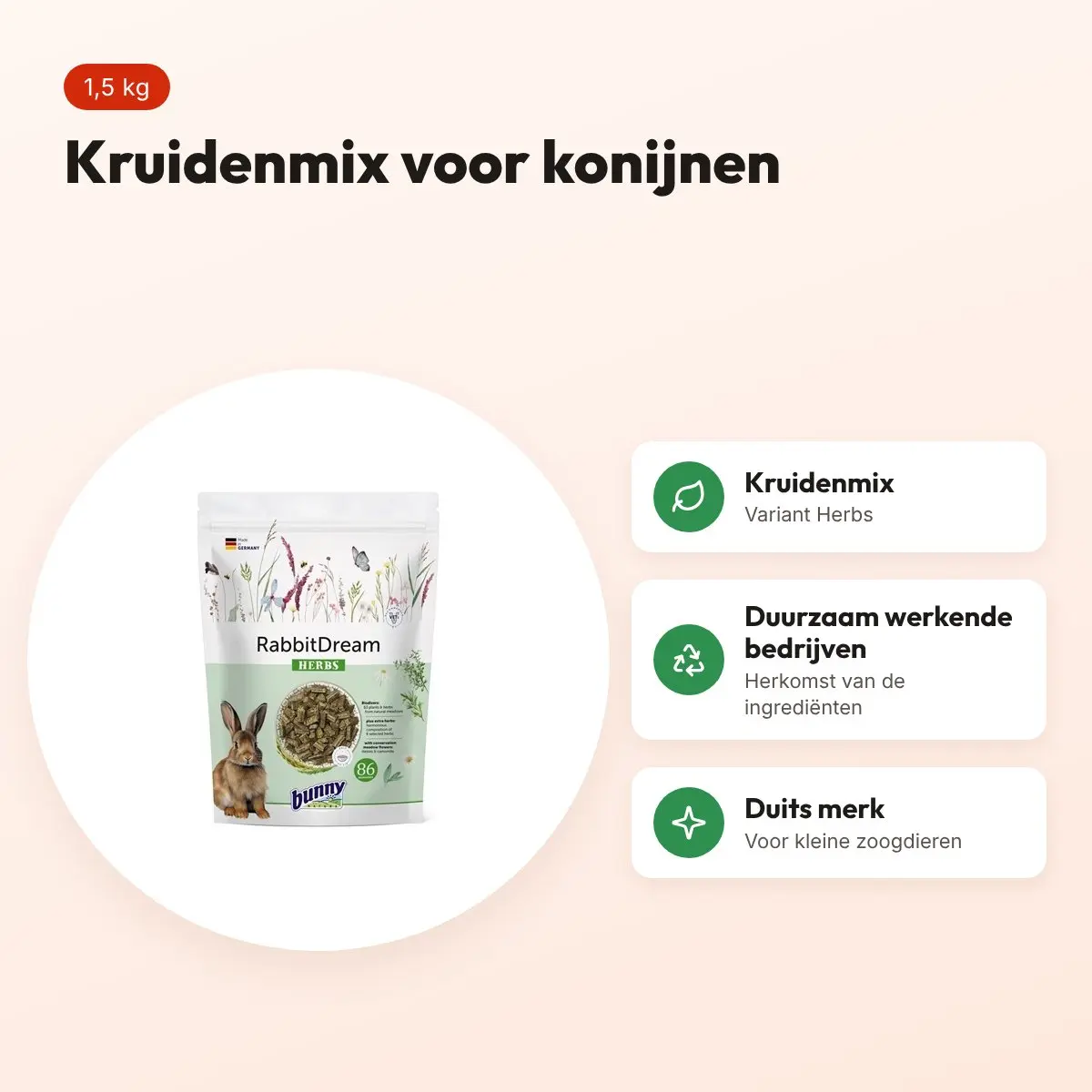 Bunny Nature Konijnendroom Herbs konijnenvoer 1,5 kg – kruidenmix – voordelen