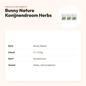 Bunny Nature Konijnendroom Herbs konijnenvoer 1,5 kg – multipack 3 stuks – productinformatie