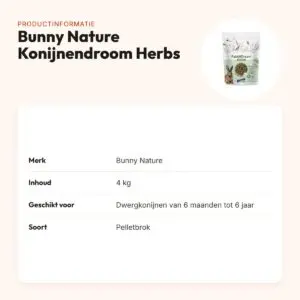 Bunny Nature Konijnendroom Herbs konijnenvoer 4 kg – vezelrijk – productinformatie