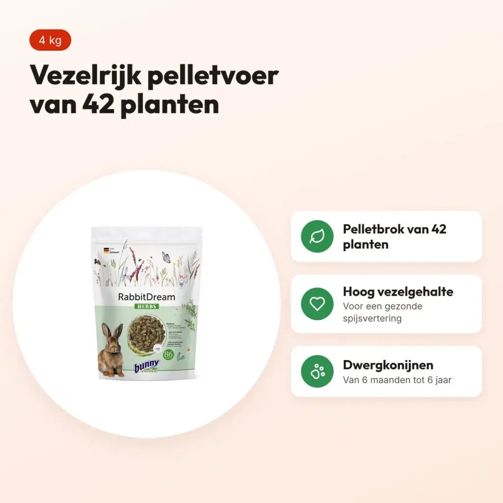 Bunny Nature Konijnendroom Herbs konijnenvoer 4 kg – vezelrijk – voordelen