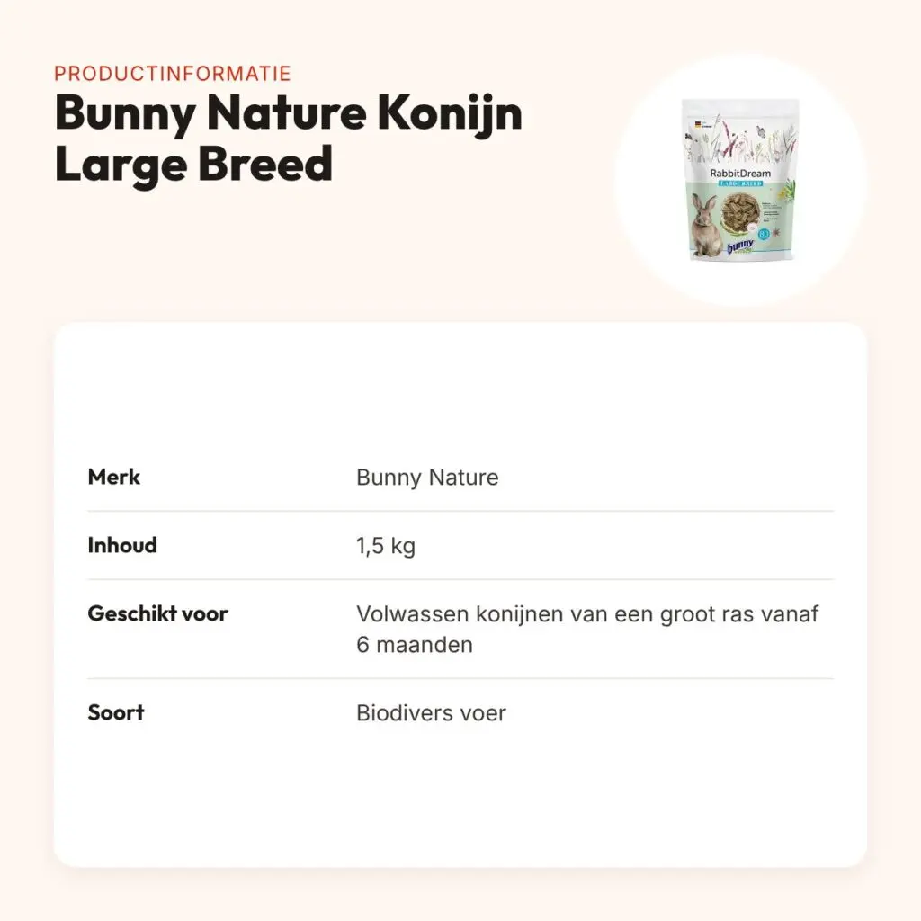 Bunny Nature Konijnendroom Large Breed konijnenvoer 1,5 kg – groot ras – productinformatie
