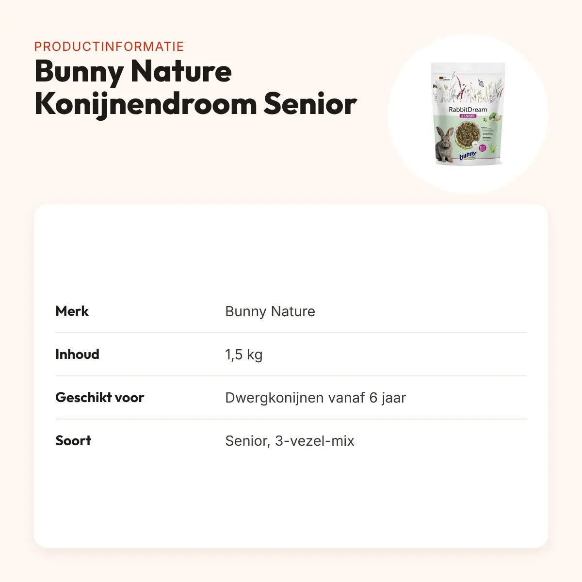 Bunny Nature Konijnendroom Senior konijnenvoer 1,5 kg – productinformatie