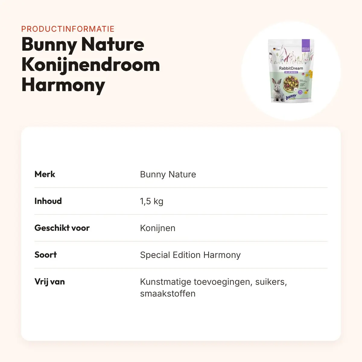 Bunny Nature Konijnendroom Special Edition Harmony 1,5 kg – productinformatie
