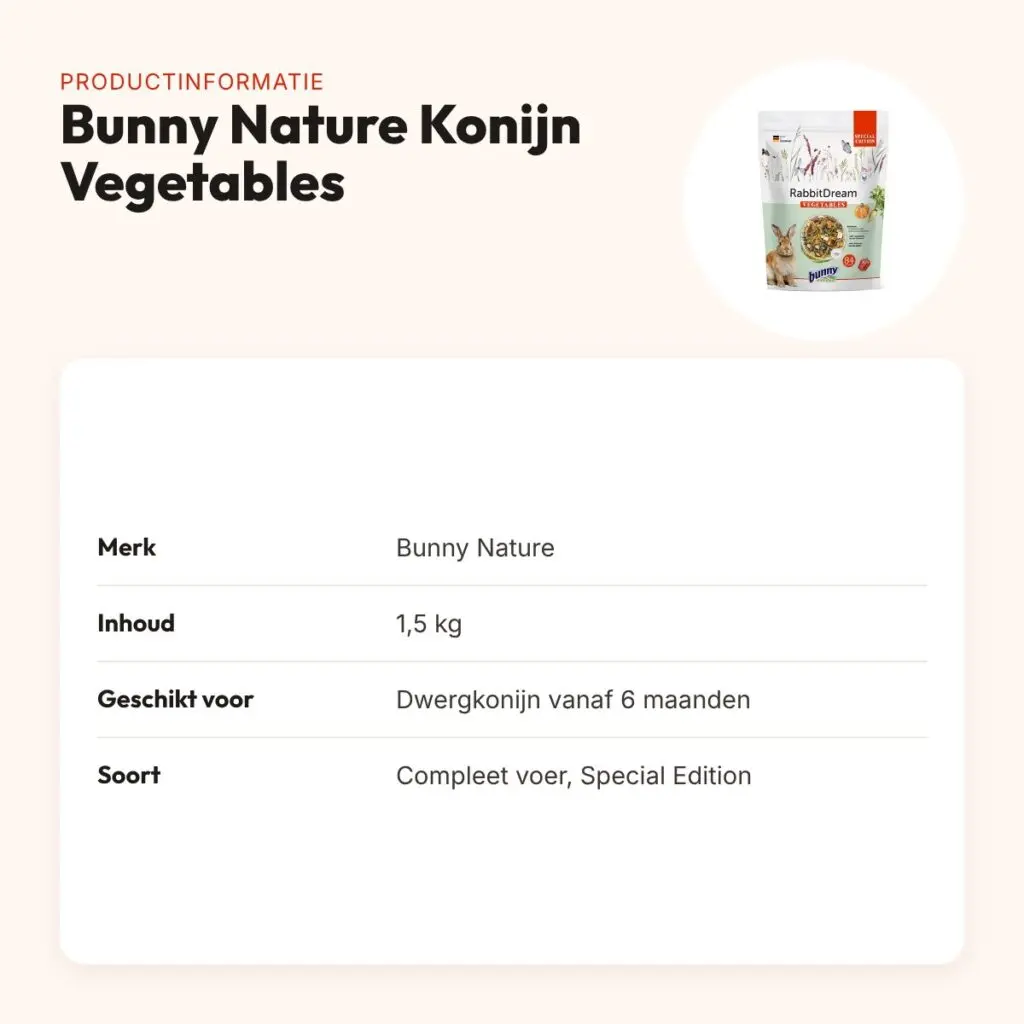 Bunny Nature Konijnendroom Special Edition Vegetables 1,5 kg – productinformatie