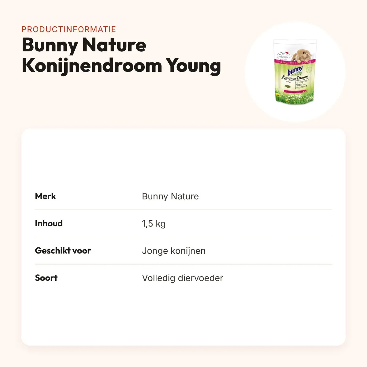 Bunny Nature Konijnendroom Young konijnenvoer 1,5 kg – productinformatie