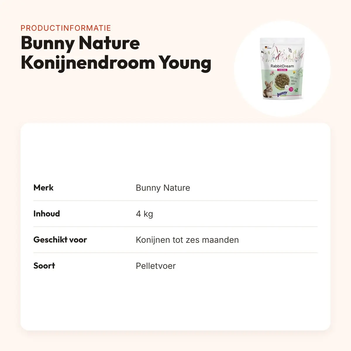 Bunny Nature Konijnendroom Young konijnenvoer 4 kg – 42 planten – productinformatie