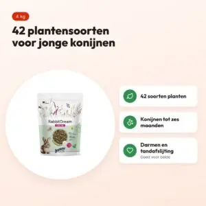 Bunny Nature Konijnendroom Young konijnenvoer 4 kg – 42 planten – voordelen