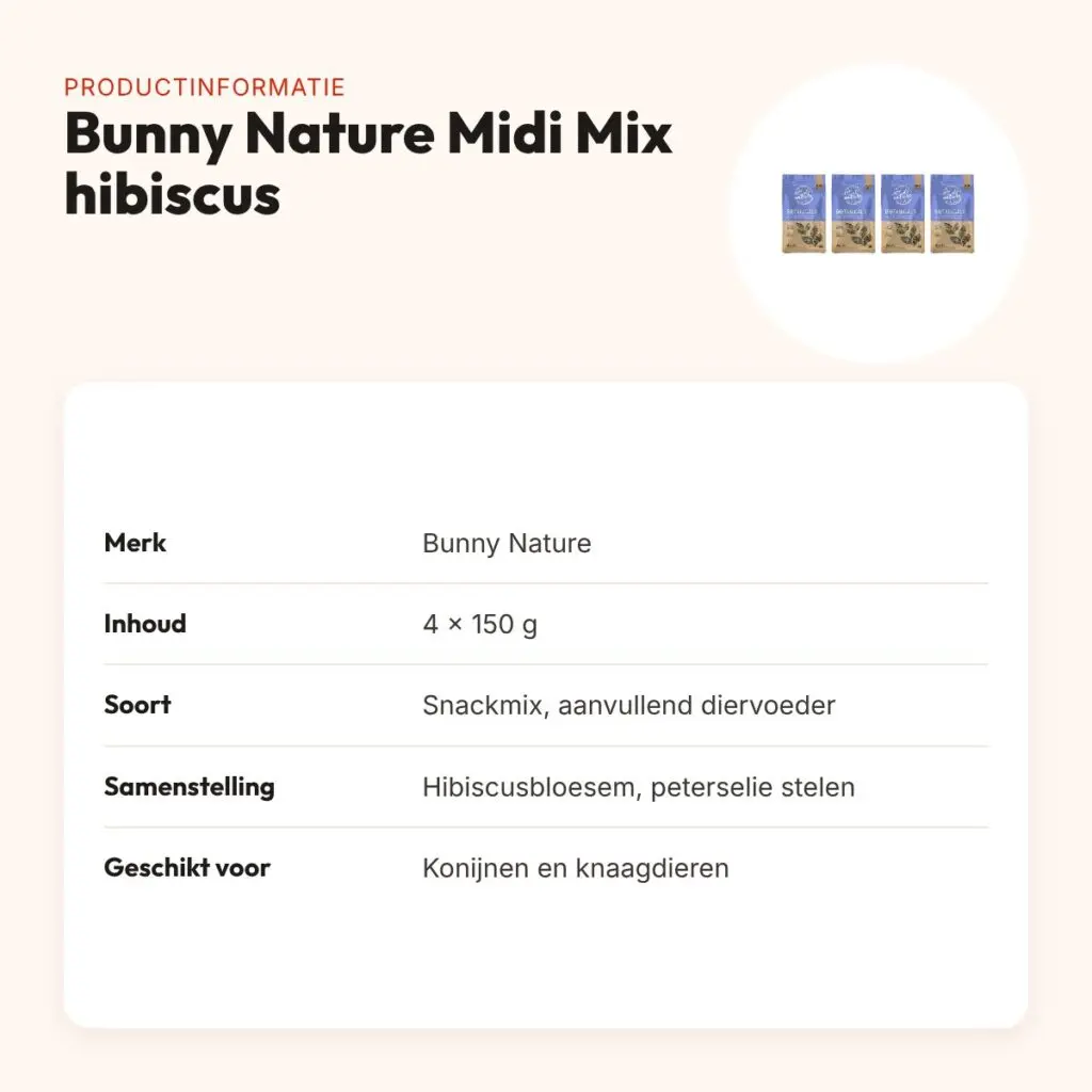 Bunny Nature Midi Mix hibiscus en peterselie 150 g – multipack 4 stuks – productinformatie