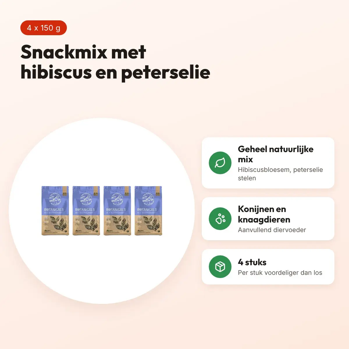 Bunny Nature Midi Mix hibiscus en peterselie 150 g – multipack 4 stuks – voordelen