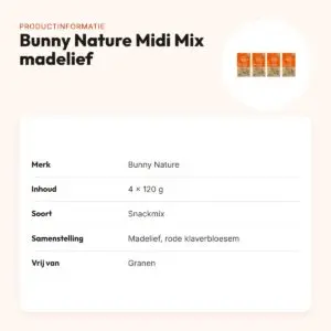 Bunny Nature Midi Mix madelief en rode klaver 120 g – multipack 4 stuks – productinformatie