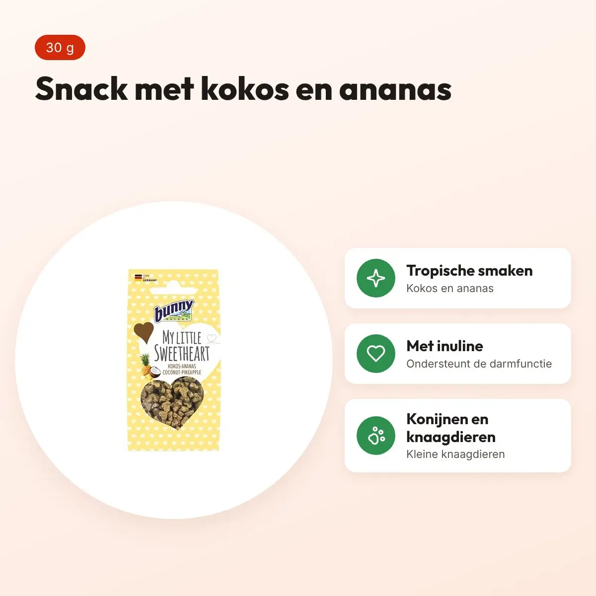 Bunny Nature My Little Sweetheart snack kokos en ananas 30 g – knaagdieren – voordelen