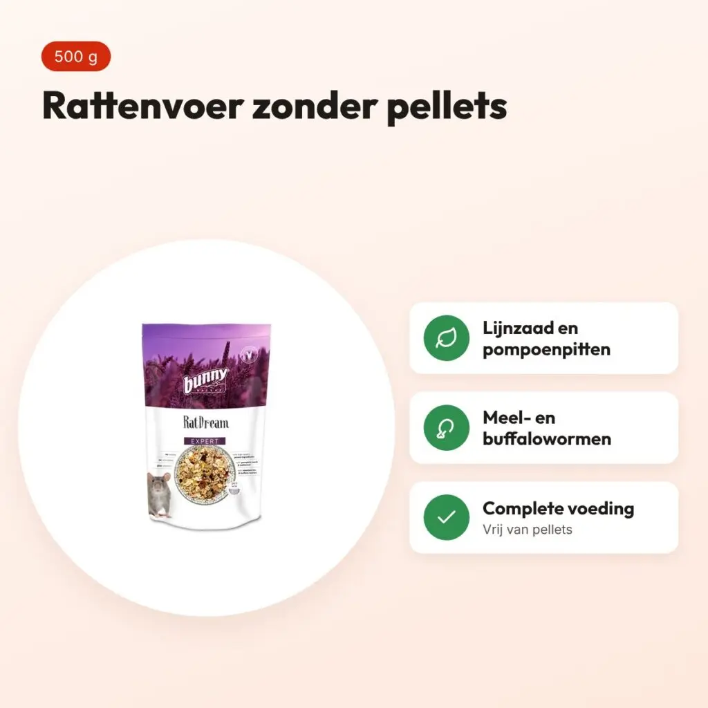 Bunny Nature Rattendroom Expert 500 g – rattenvoer zonder pellets – voordelen