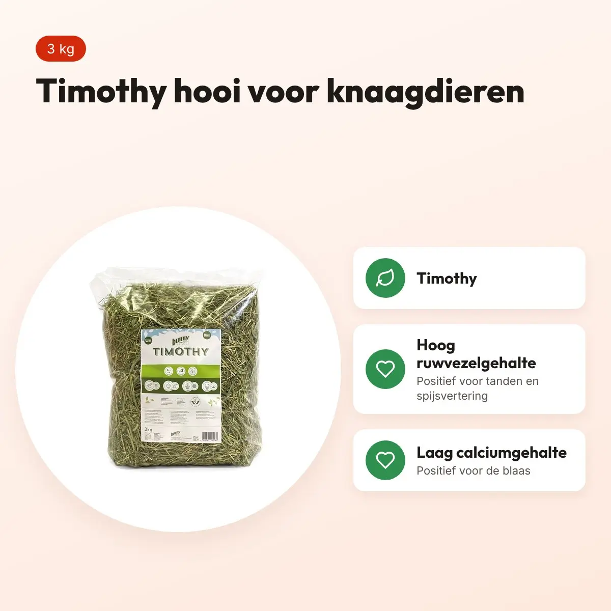 Bunny Nature Timothy hooi 3 kg – ruwvoer voor konijnen en knaagdieren – voordelen