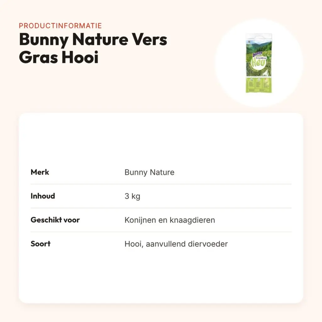 Bunny Nature Vers Gras Hooi 3 kg – voor konijnen en knaagdieren – productinformatie