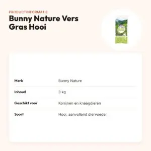 Bunny Nature Vers Gras Hooi 3 kg – voor konijnen en knaagdieren – productinformatie