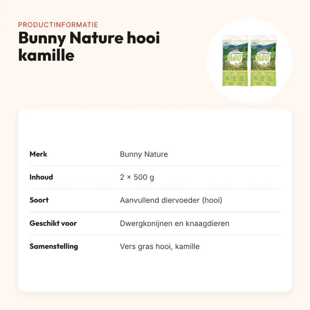Bunny Nature vers gras hooi met kamille 500 g – multipack 2 stuks – productinformatie