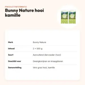 Bunny Nature vers gras hooi met kamille 500 g – multipack 2 stuks – productinformatie