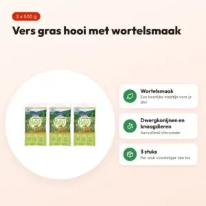 Bunny Nature vers gras hooi met wortel 500 g – multipack 3 stuks – voordelen